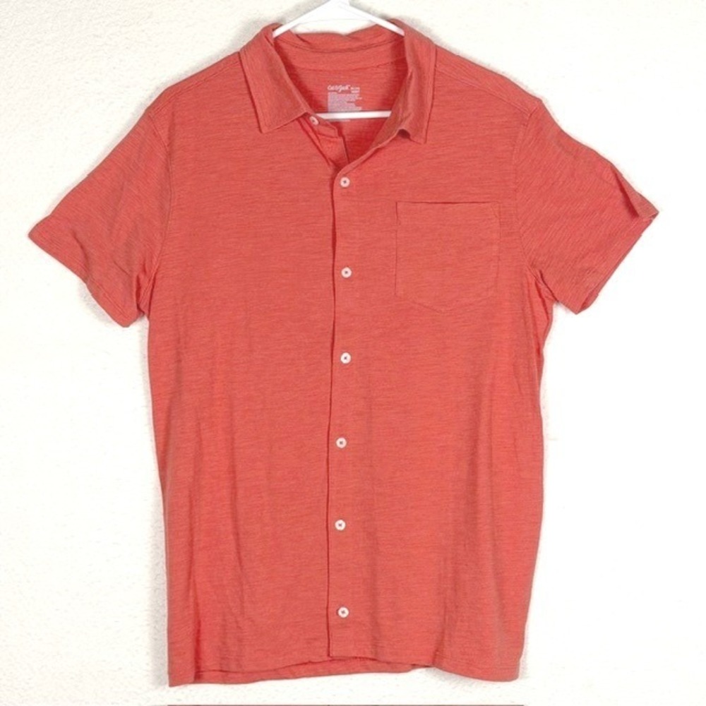 Cat‎ & Jack Boys XL 14 Husky Cinnamon Orange Short Sleeve Button Down Shirt NEW